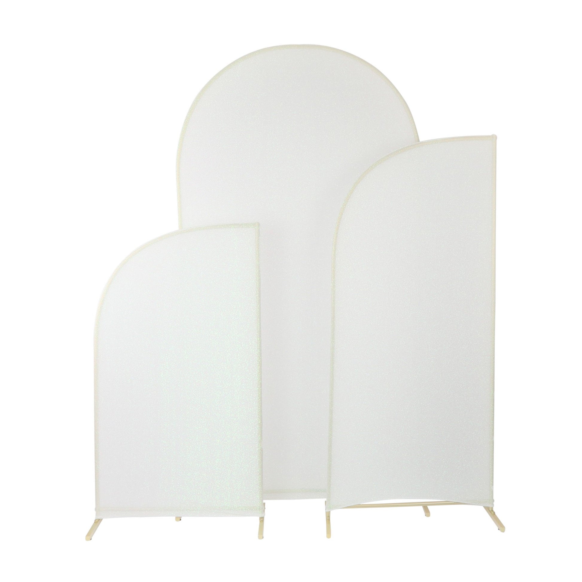 Shimmer Spandex Arch Covers for Chiara Frame Backdrop 3pc/set - Iridescent White