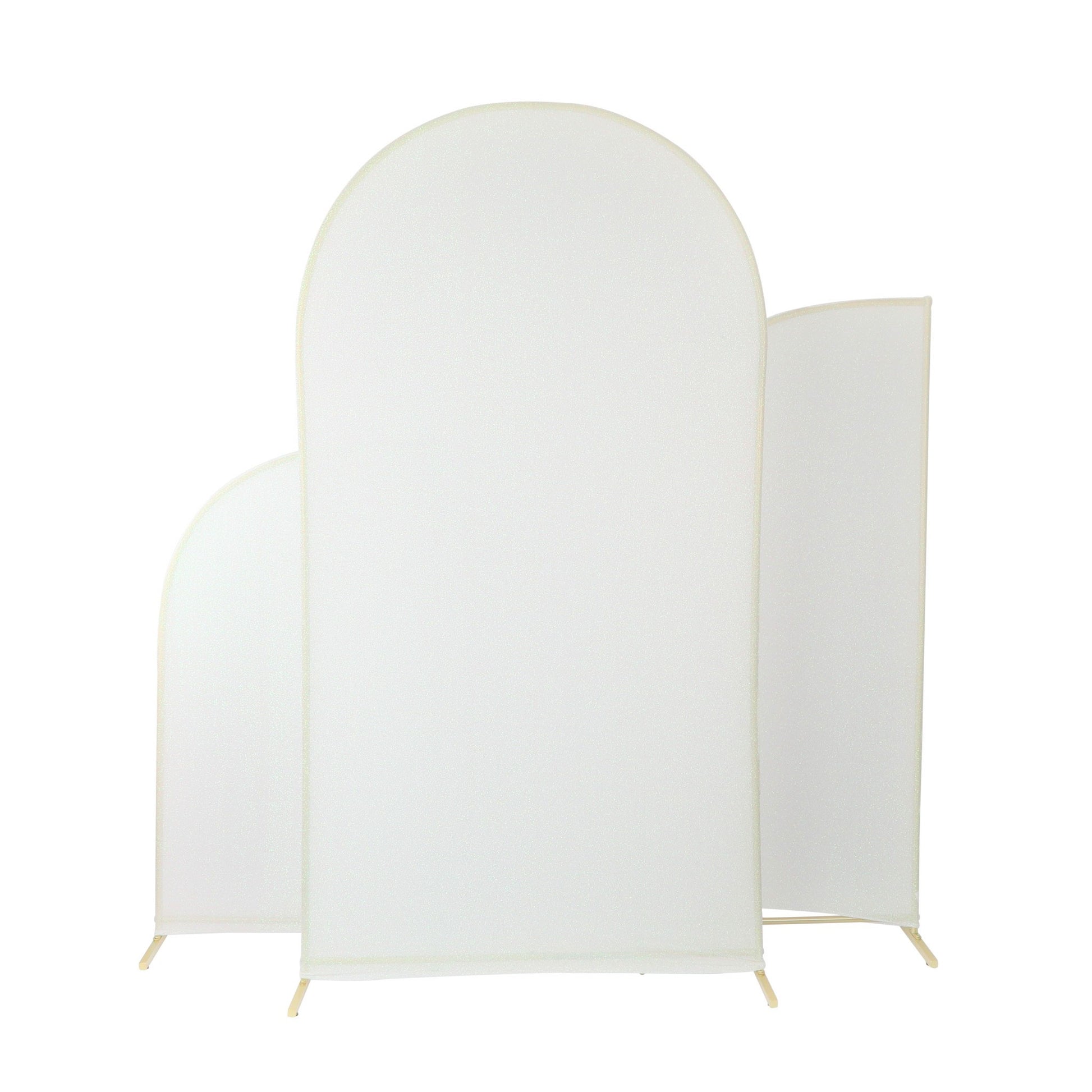 Shimmer Spandex Arch Covers for Chiara Frame Backdrop 3pc/set - Iridescent White