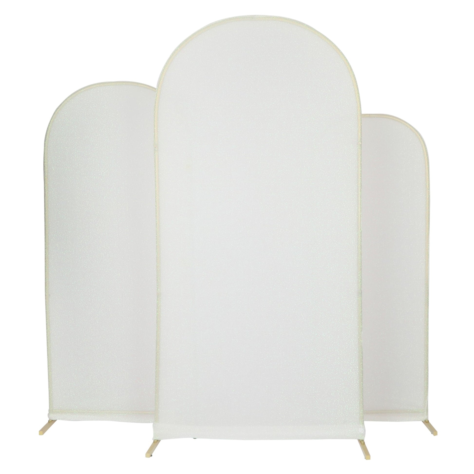 Shimmer Spandex Covers for Trio Arch Frame Backdrop 3pc/set - Iridescent White