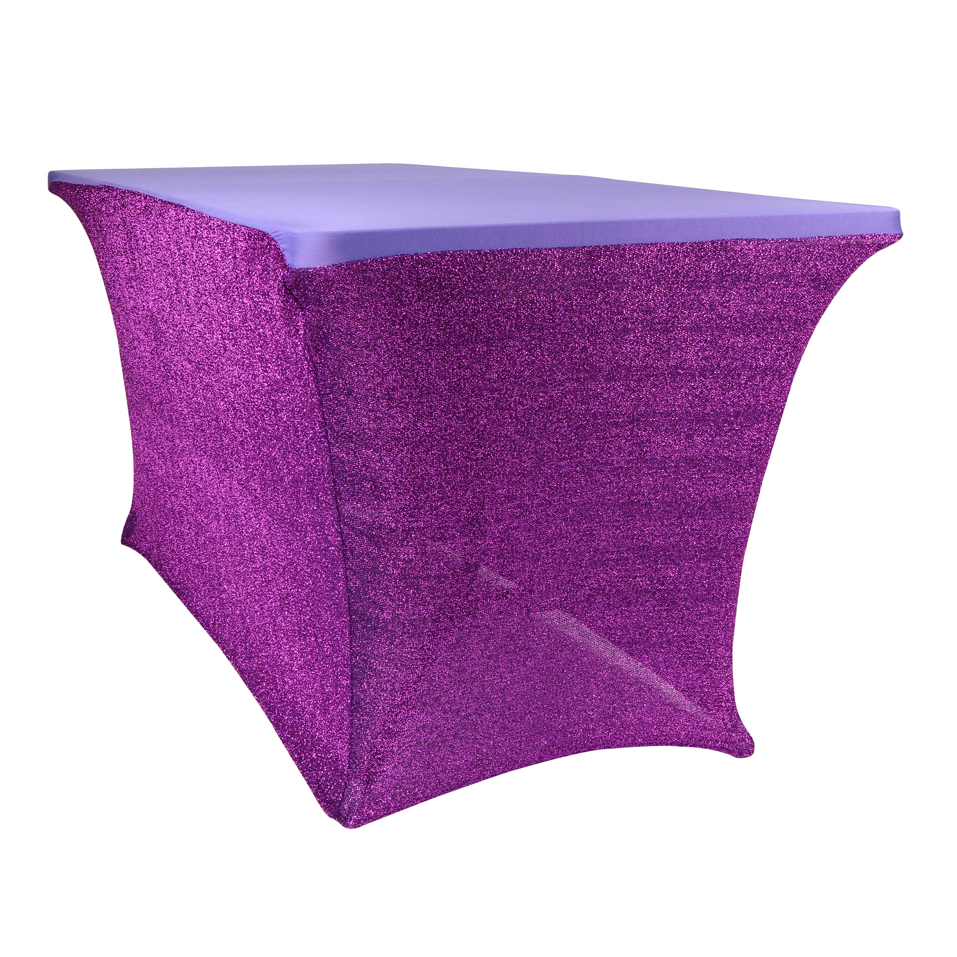 Shimmer Tinsel Stretch Fitted Table Cover 6ft Rectangular - Purple
