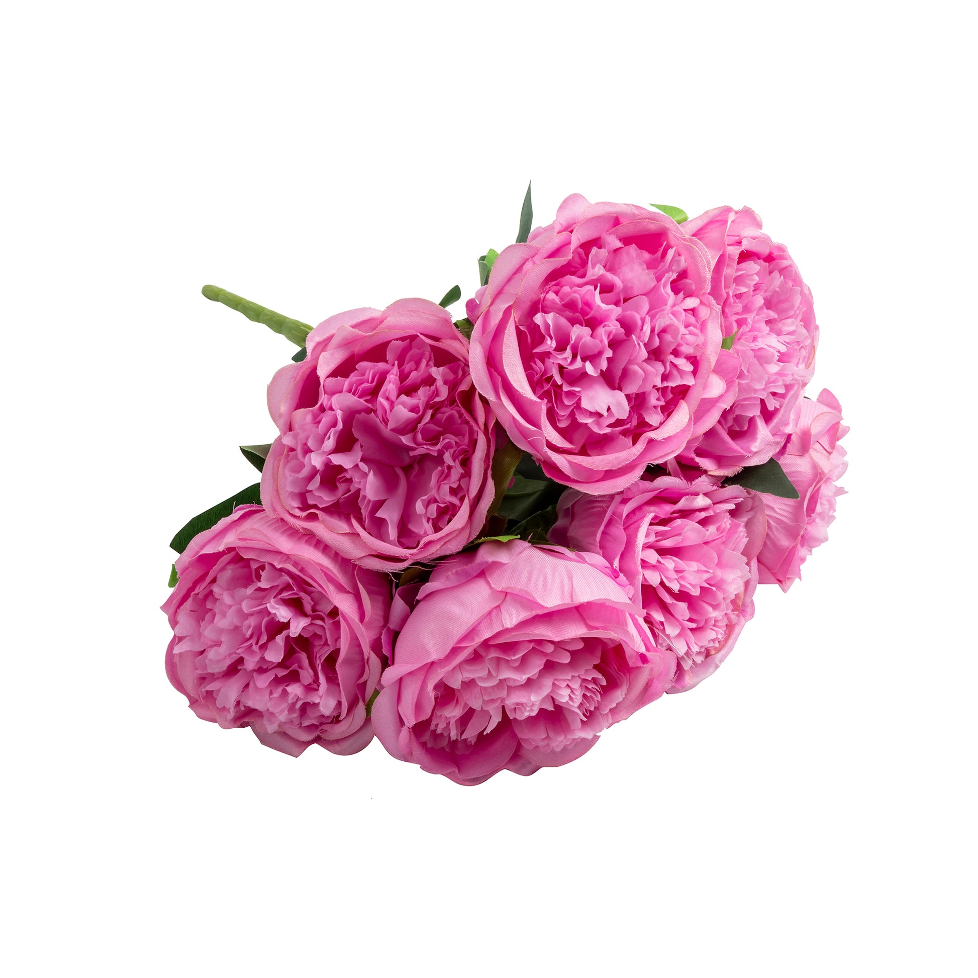 Silk Artificial Peony Flower Bush Bundle - Pink