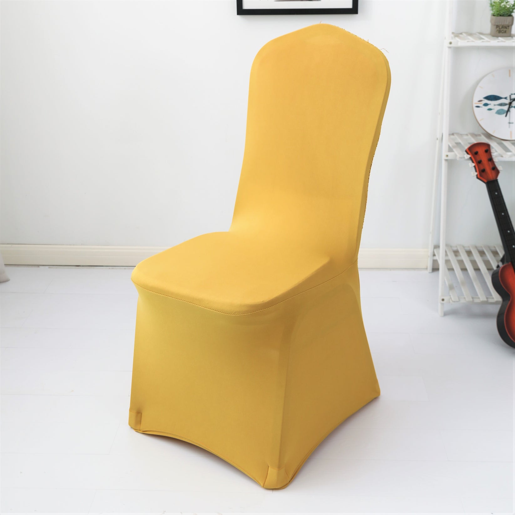 Shimmer Tinsel Banquet Spandex Chair Cover Gold CV Linens