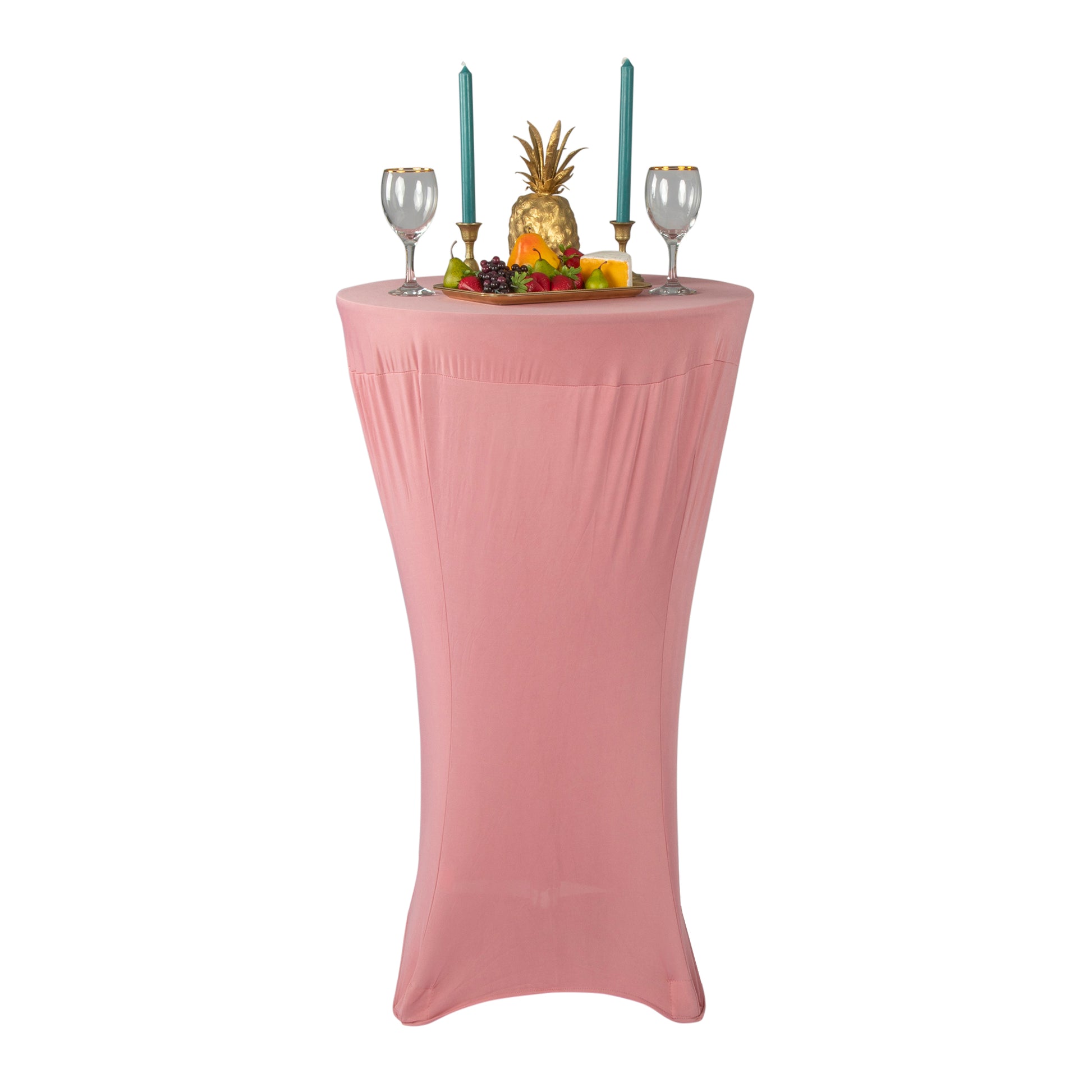 High 24" Spandex Round Cocktail Table Cover - Dusty Rose/Mauve