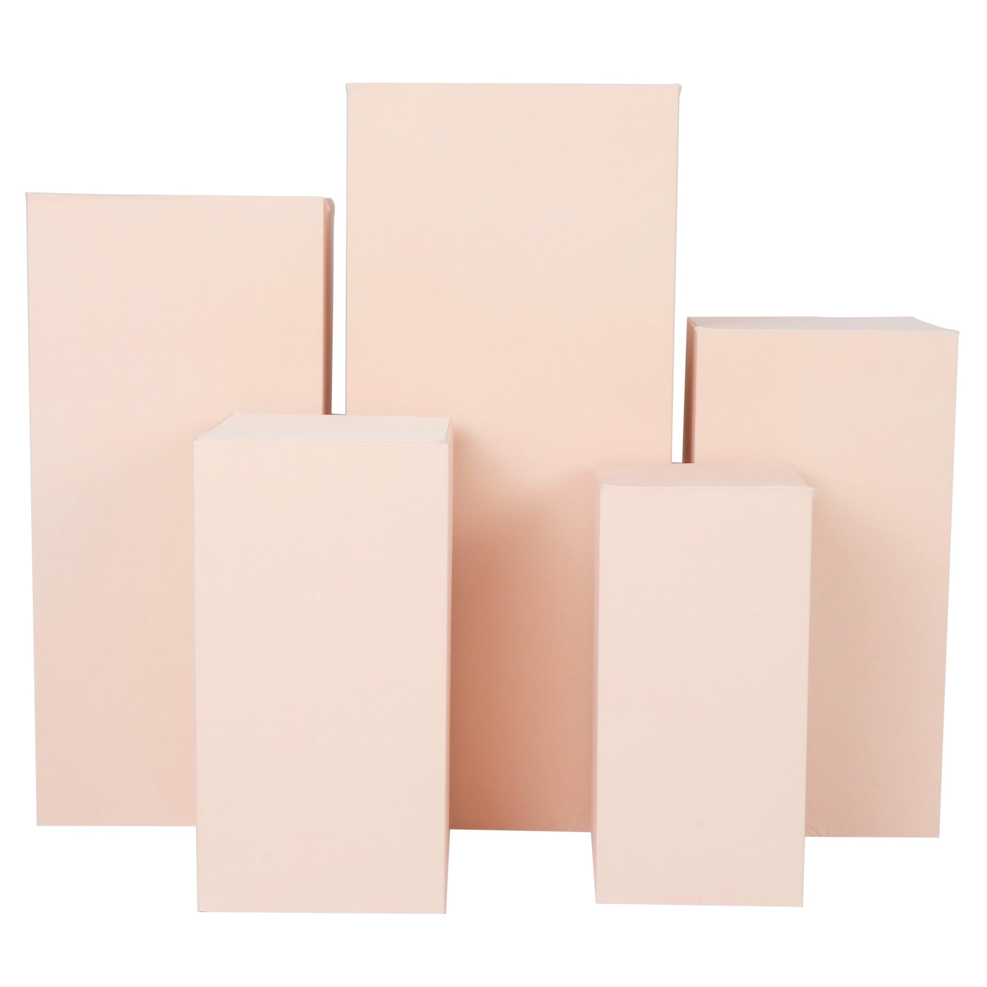 Spandex Covers for Square Metal Pillar Pedestal Stands 5 pcs/set - Blush/Rose Gold