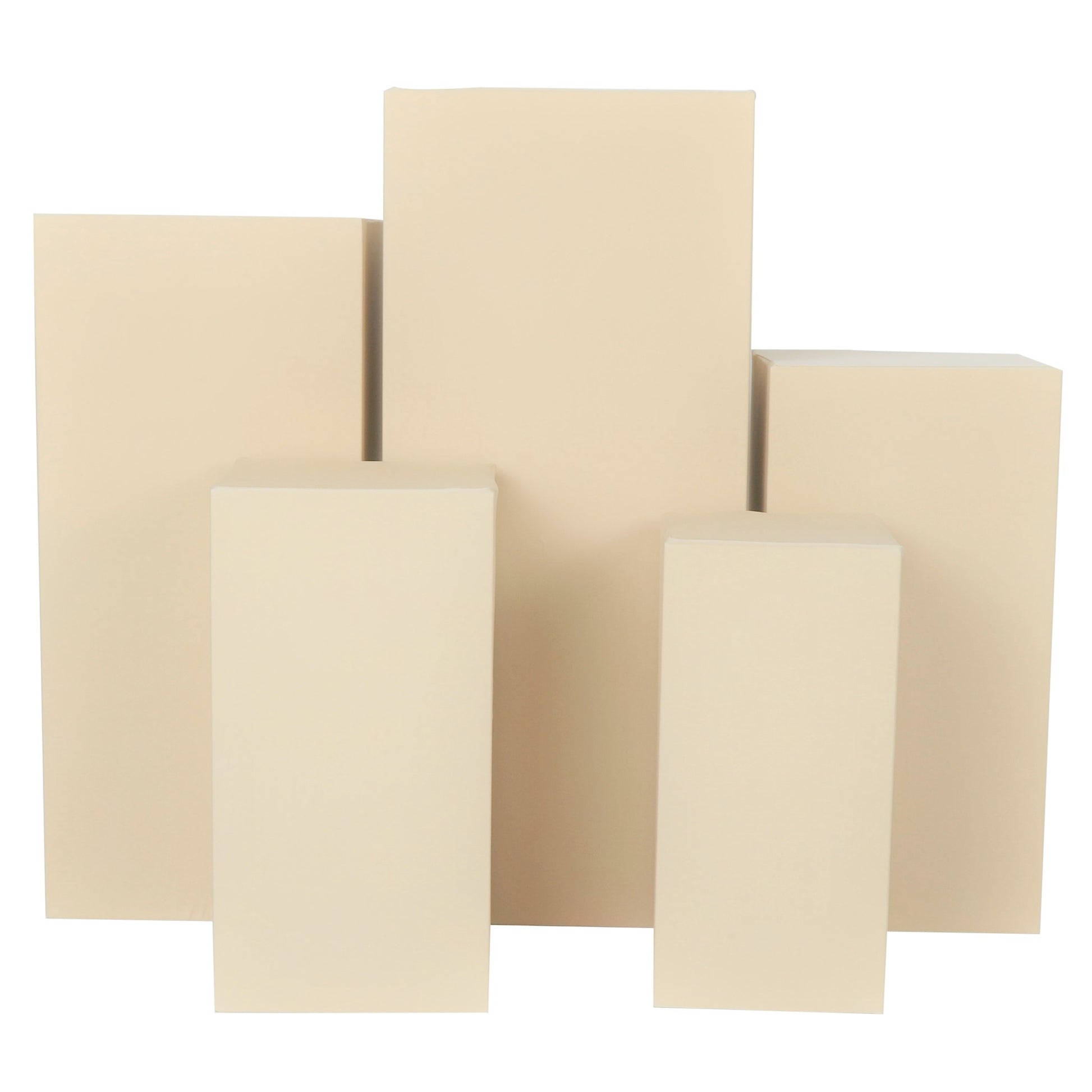 Spandex Covers for Square Metal Pillar Pedestal Stands 5 pcs/set - Champagne