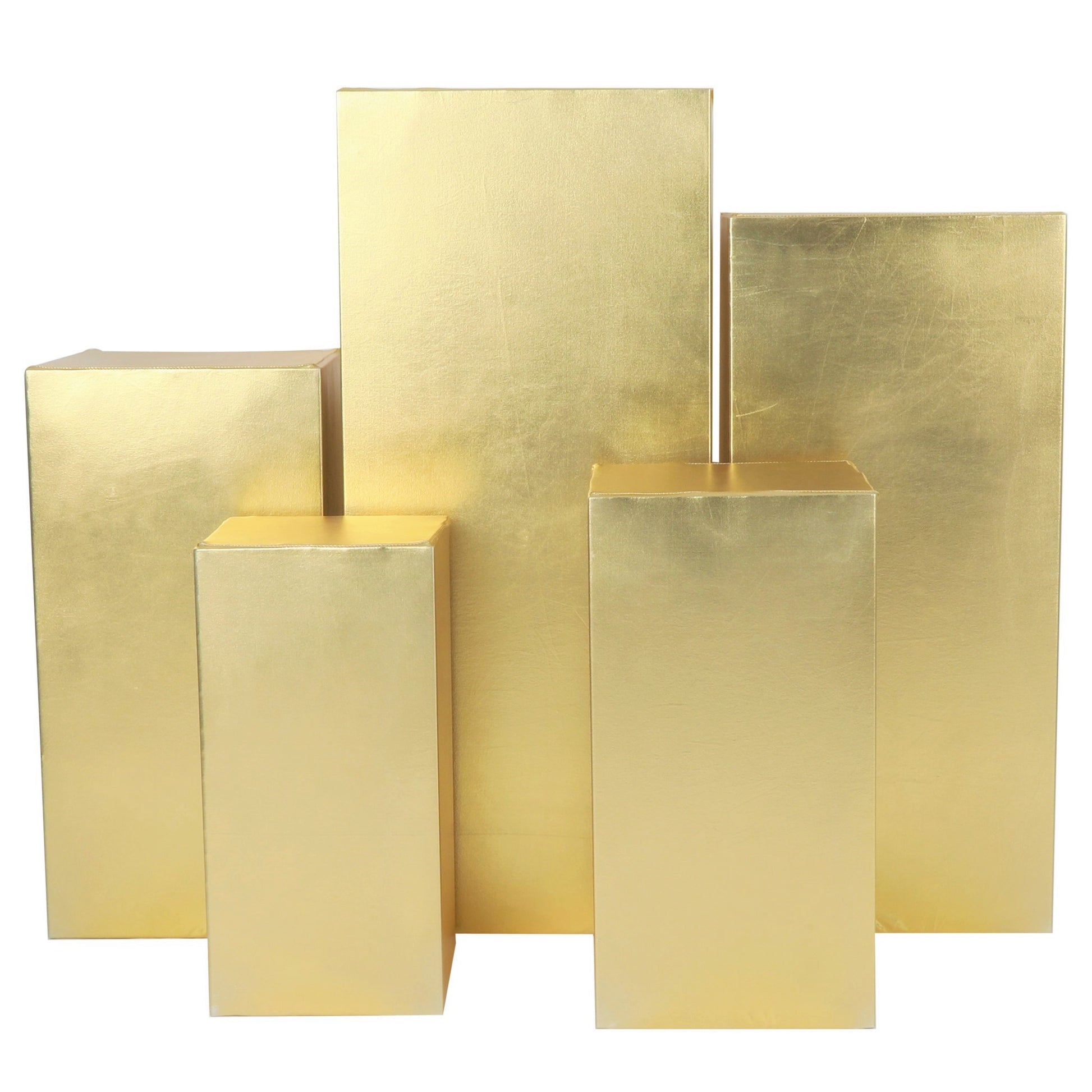 Spandex Covers for Square Metal Pillar Pedestal Stands 5 pcs/set - Metallic Gold
