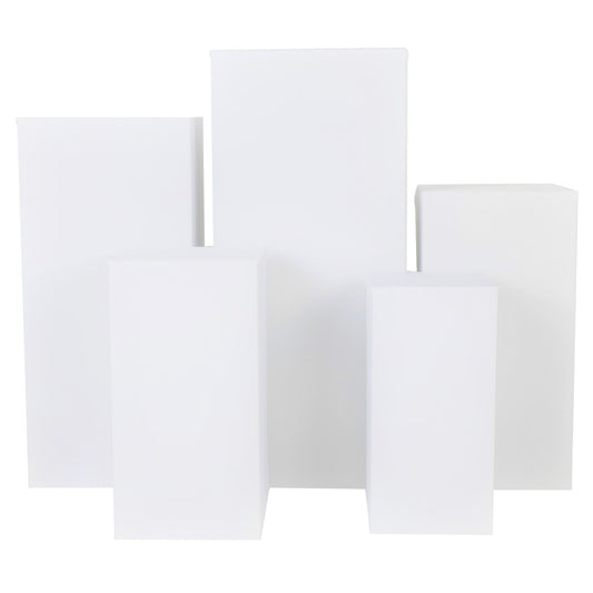Spandex Covers for Square Metal Pillar Pedestal Stands 5 pcs/set - White