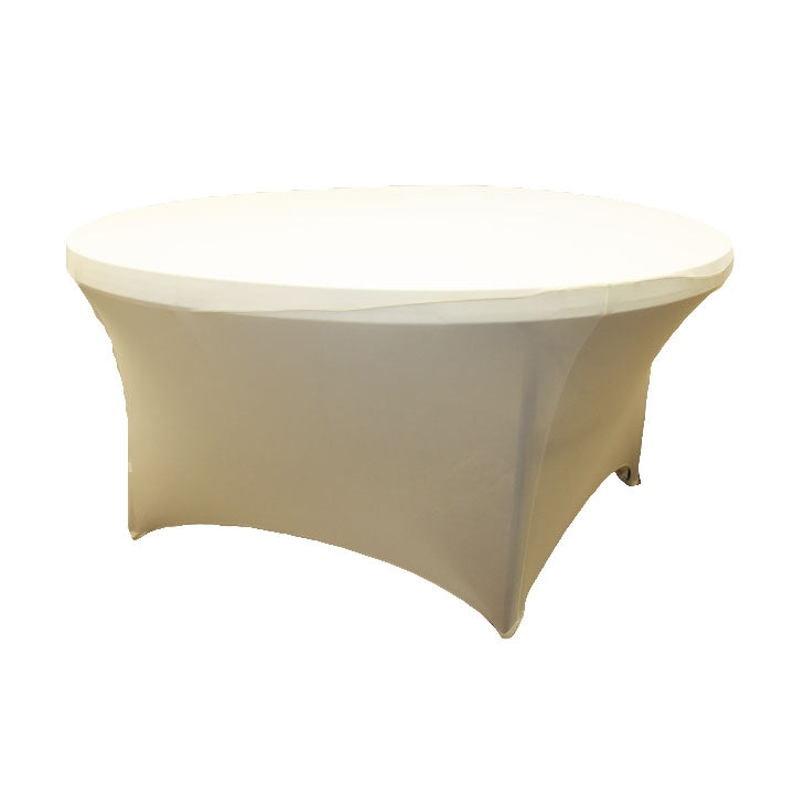 6 FT Round Spandex Table Cover - Ivory - CV Linens