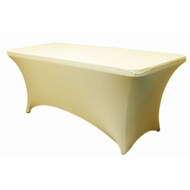 Rectangular 6 FT Spandex Table Cover - Ivory - CV Linens