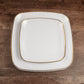 Square Modern Disposable Plastic Plates 40 pcs Combo Pack - White Gold-Trimmed