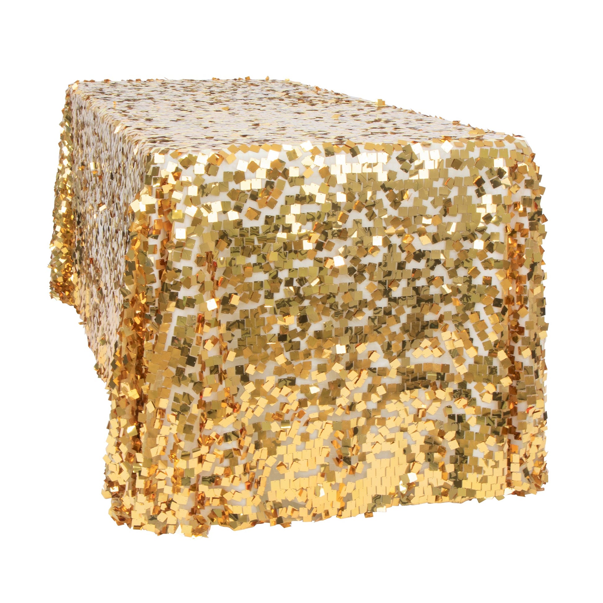 Square Payette Sequin Tablecloth 90"x132" Rectangular - Gold