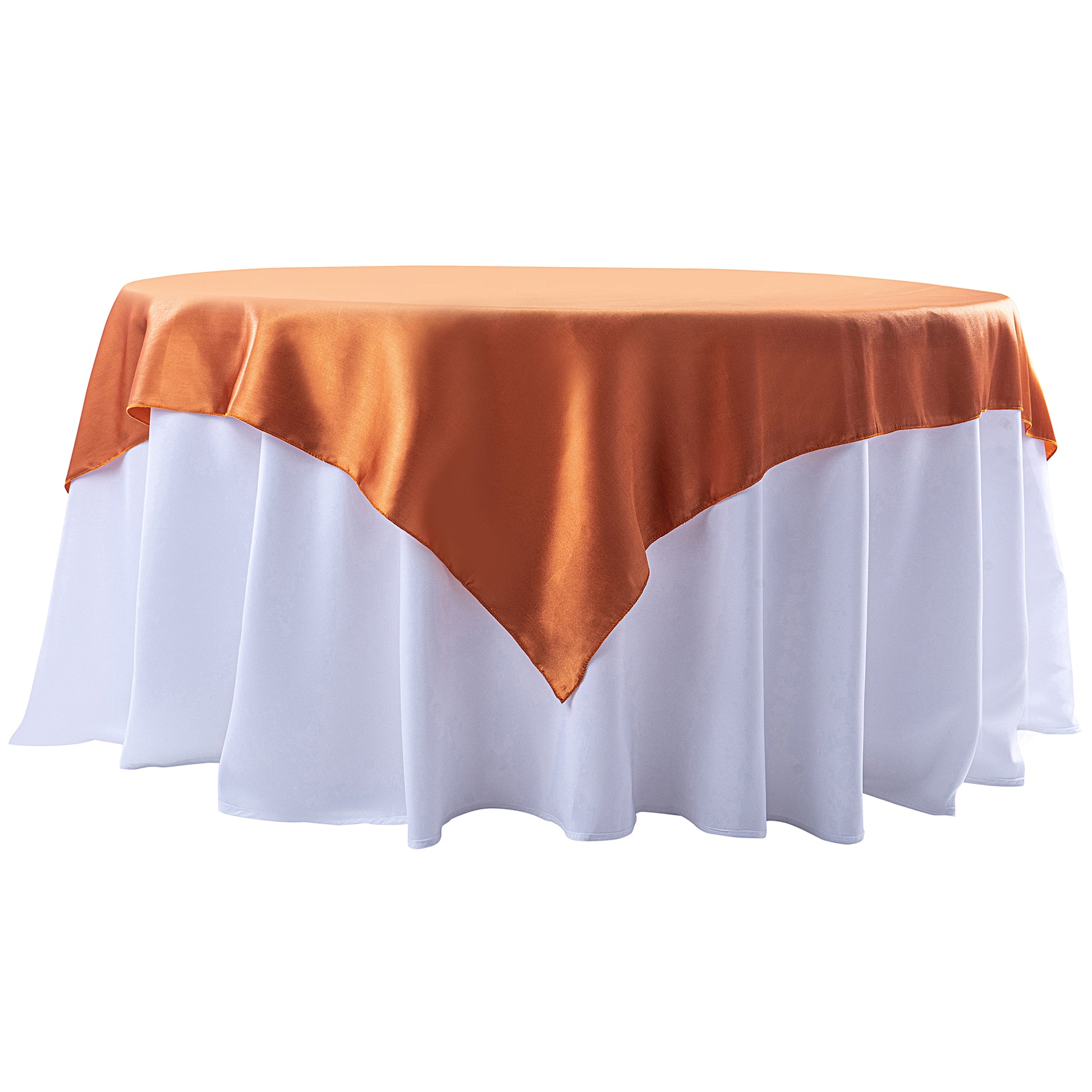 Square 72" Satin Table Overlay - Terracotta - CV Linens™