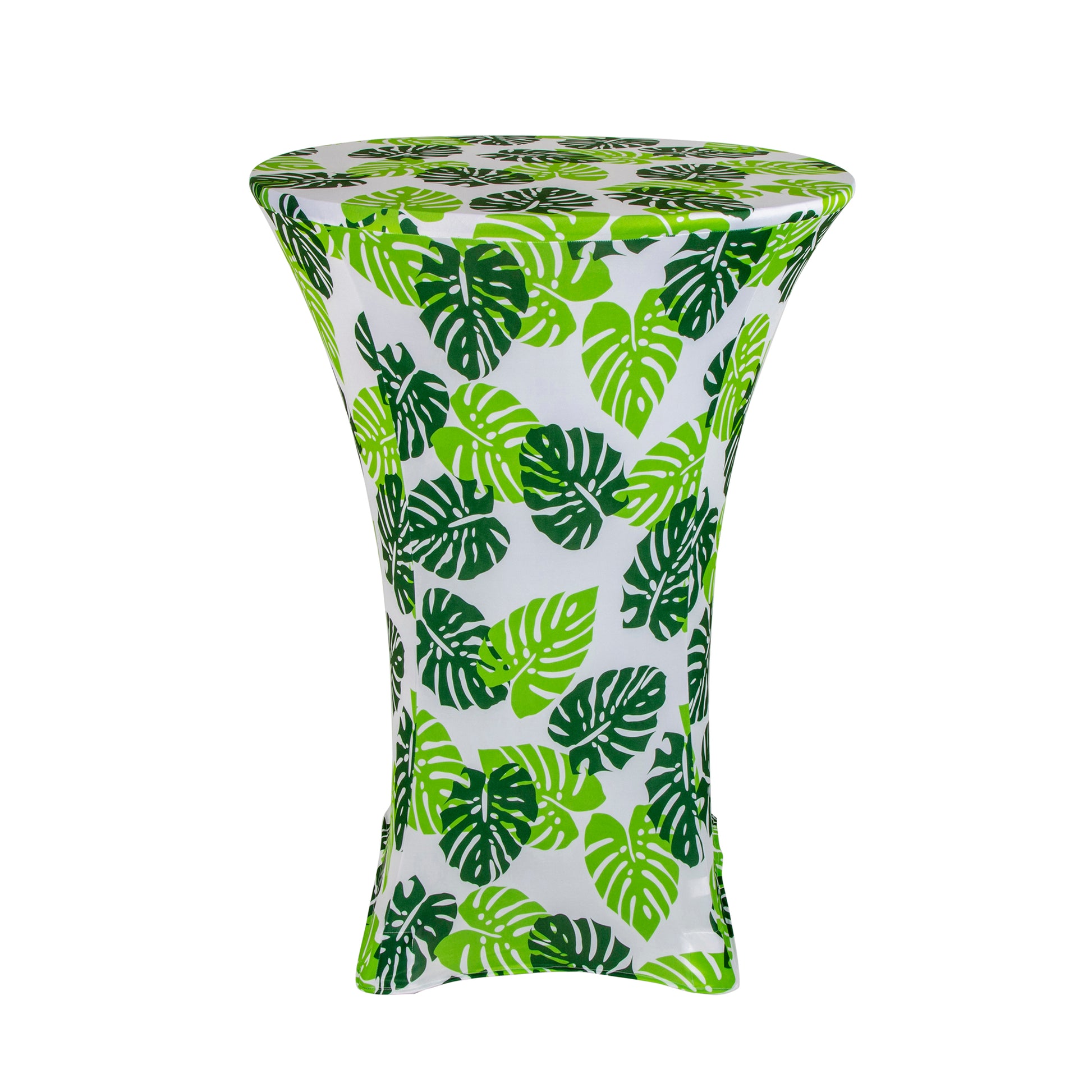 Tropical Palm Leaf Spandex Cocktail Table Cover 30" Round