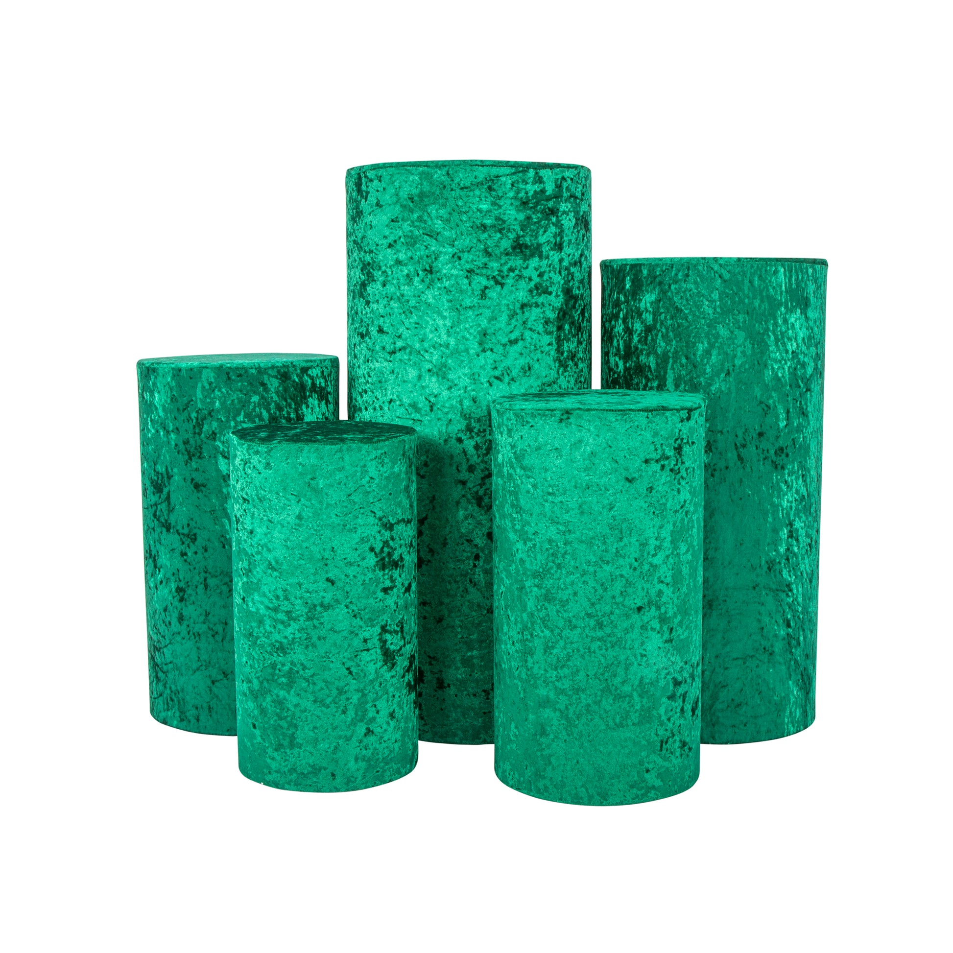 Velvet Covers for Metal Cylinder Pedestal Stands 5 pcs/set - Emerald Green