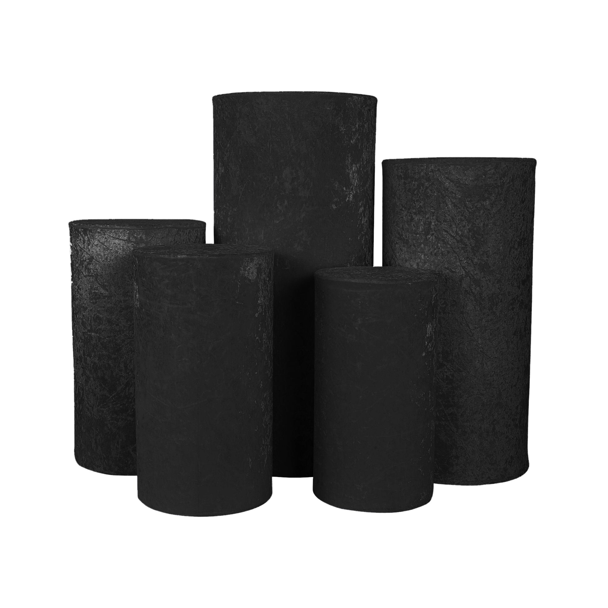 Velvet Covers for Metal Cylinder Pedestal Stands 5 pcs/set - Black