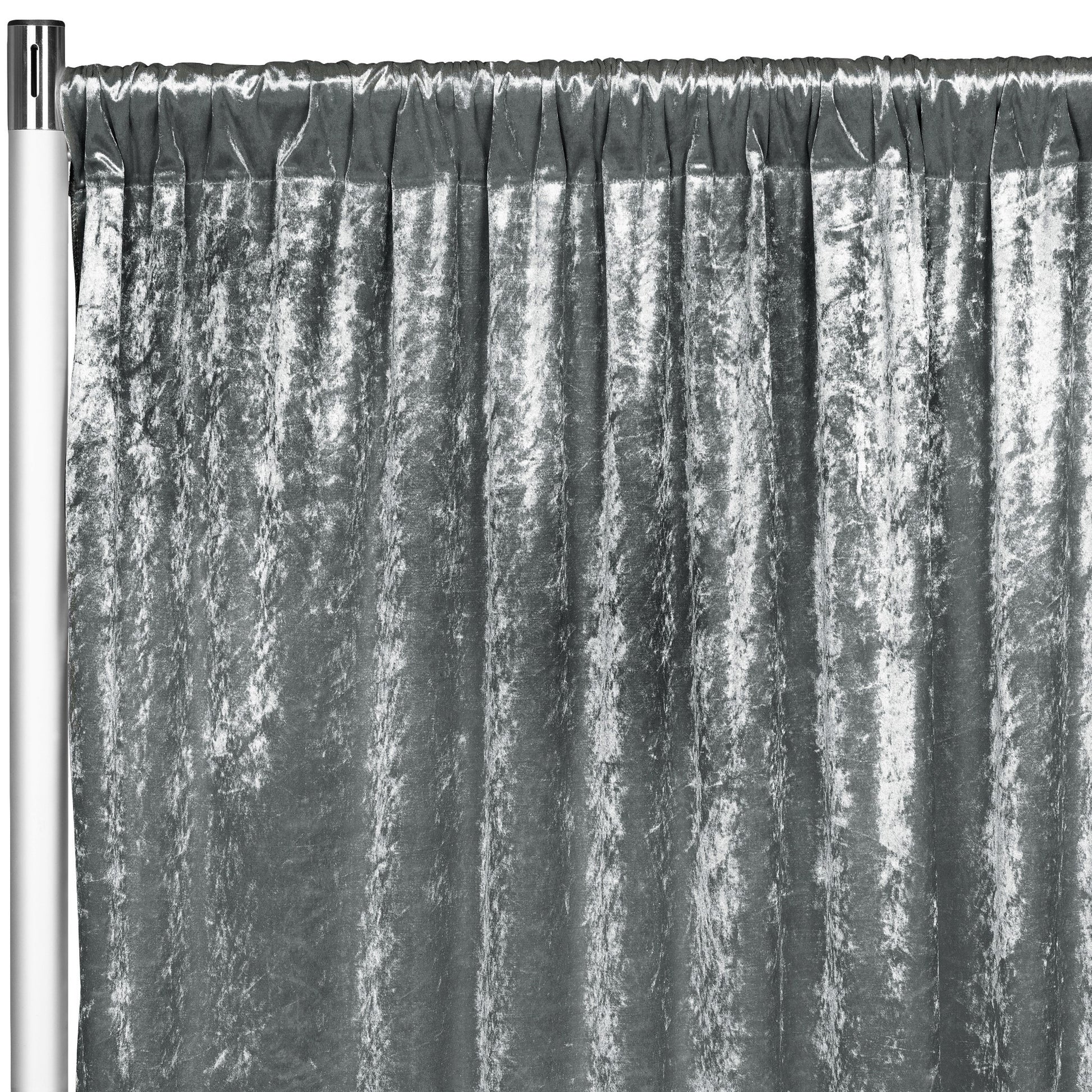 Velvet 16ft H x 52" W Drape/Backdrop Curtain Panel - Charcoal