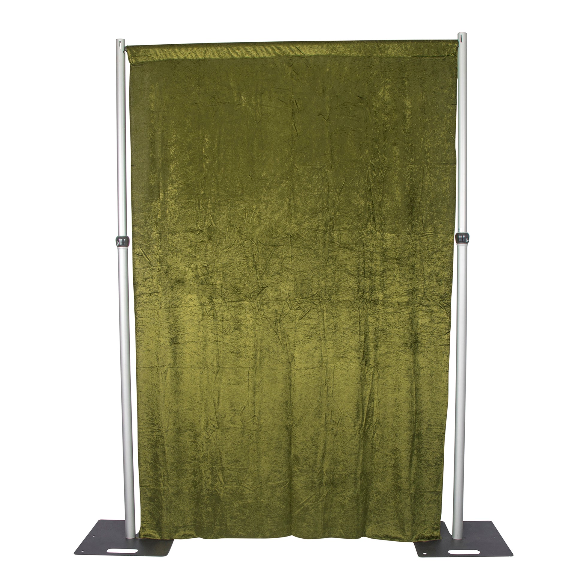 Velvet 10ft H x 52" W Drape/Backdrop Curtain Panel - Olive Green