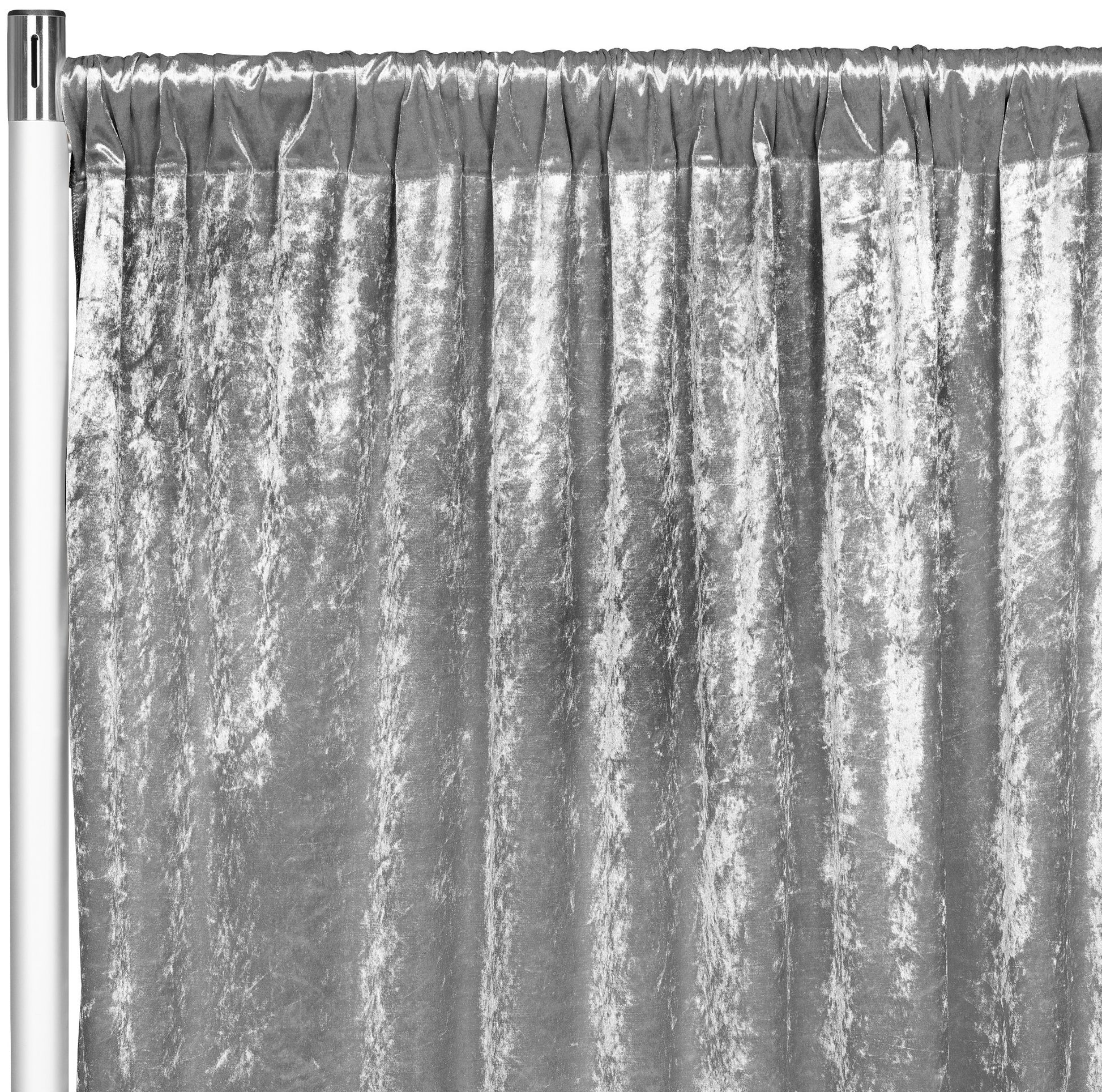 Velvet 12ft H x 52" W Drape/Backdrop Curtain Panel - Silver