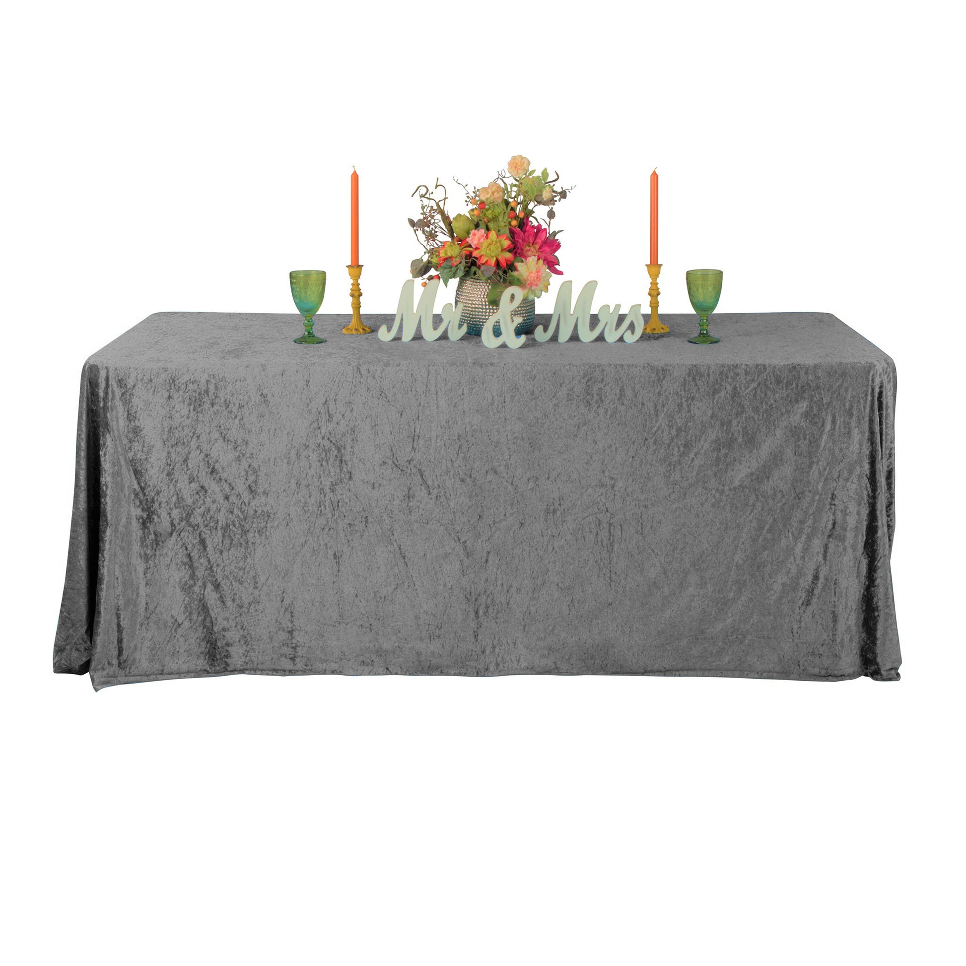 Velvet 90"x132" Rectangular Tablecloth - Charcoal