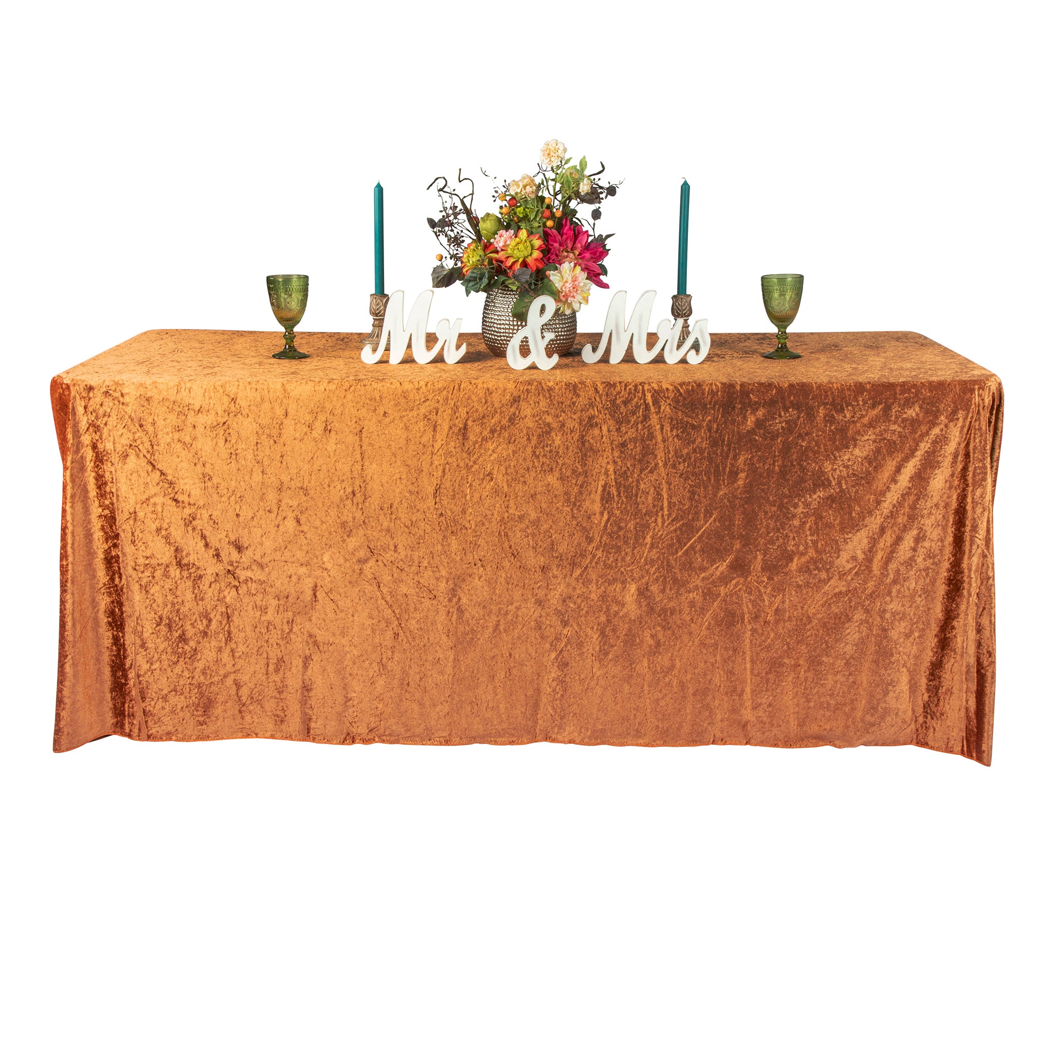 Velvet 90"x132" Rectangular Tablecloth Terracotta - CV Linens™