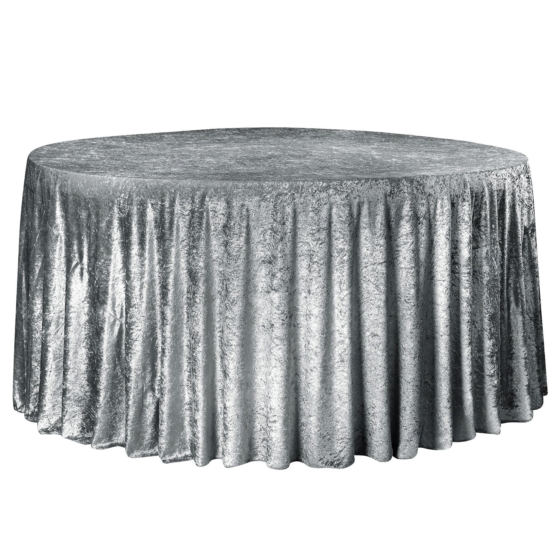 Velvet 132" Round Tablecloth - Charcoal