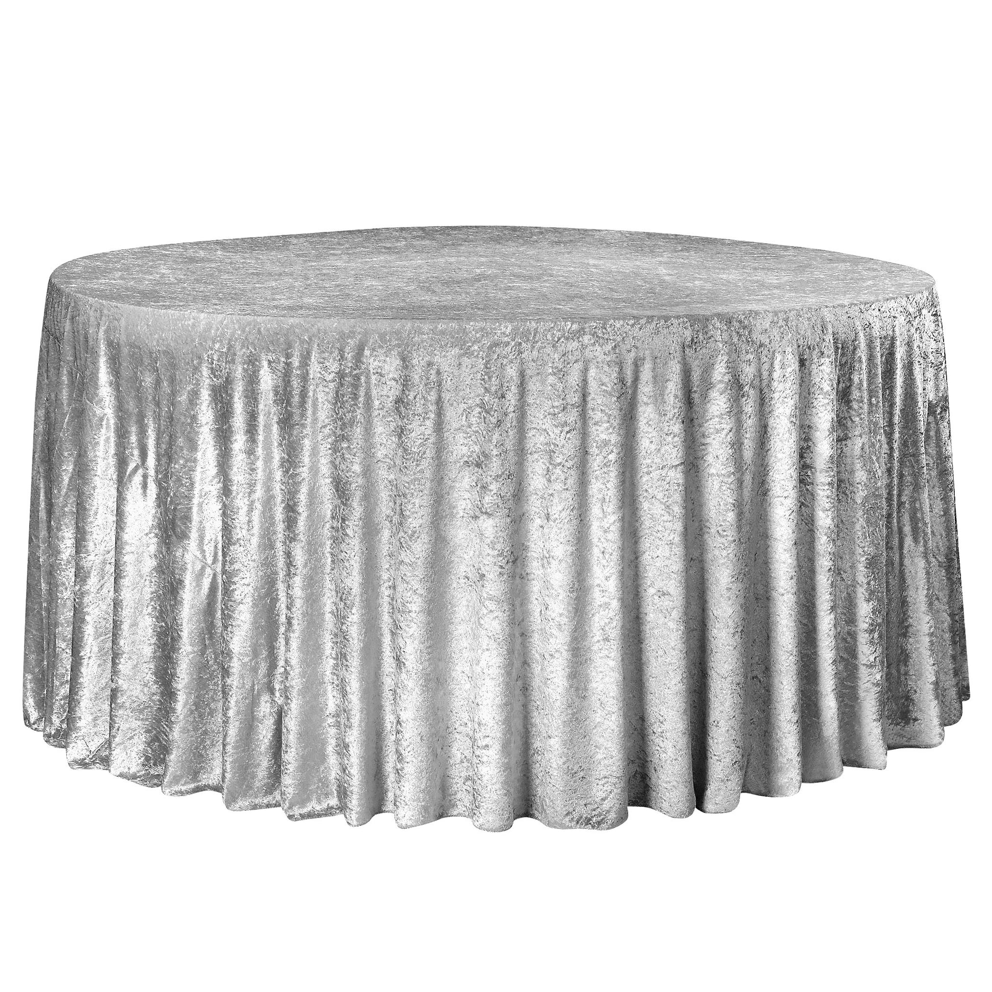 Velvet 132" Round Tablecloth - Silver