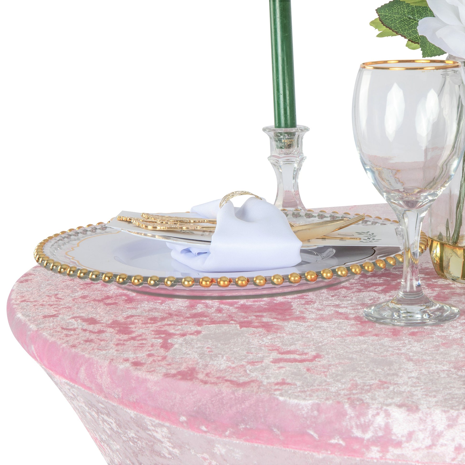 Velvet Spandex Cocktail Table Cover 32" Round - Pink