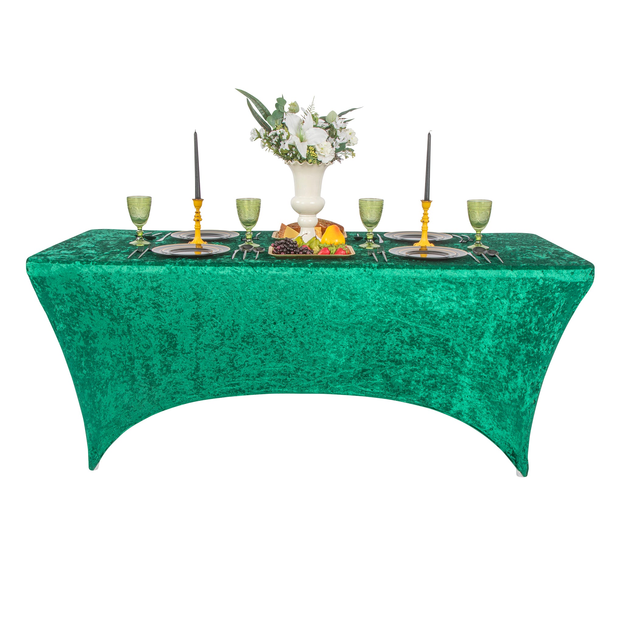 Velvet Spandex Table Cover 6ft Rectangle - Emerald Green - CV Linens™