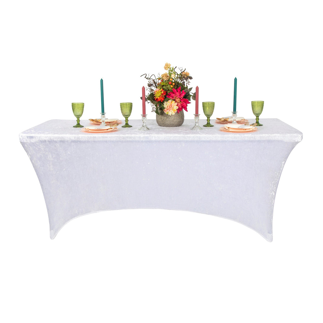 Velvet Spandex Table Cover 6ft Rectangle - White– CV Linens