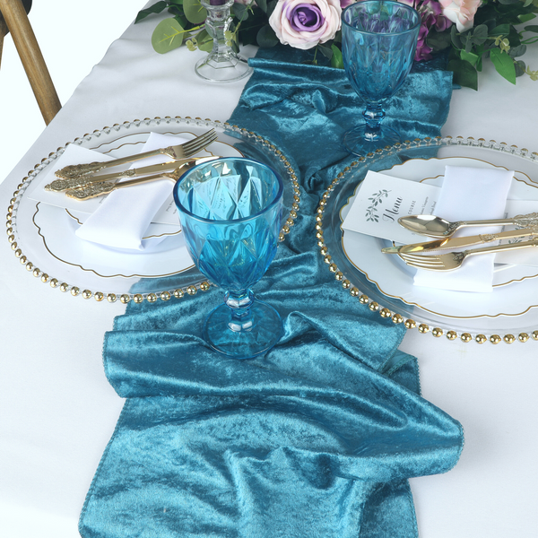 Velvet Table Runner Dark Teal CV Linens