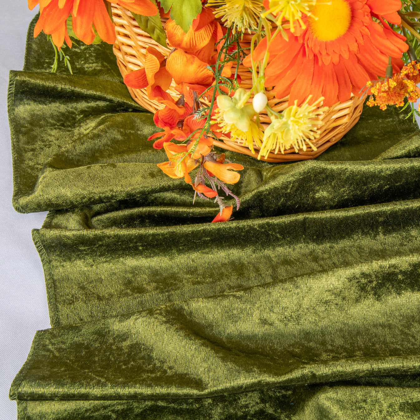 Velvet Table Runner Olive Green CV Linens