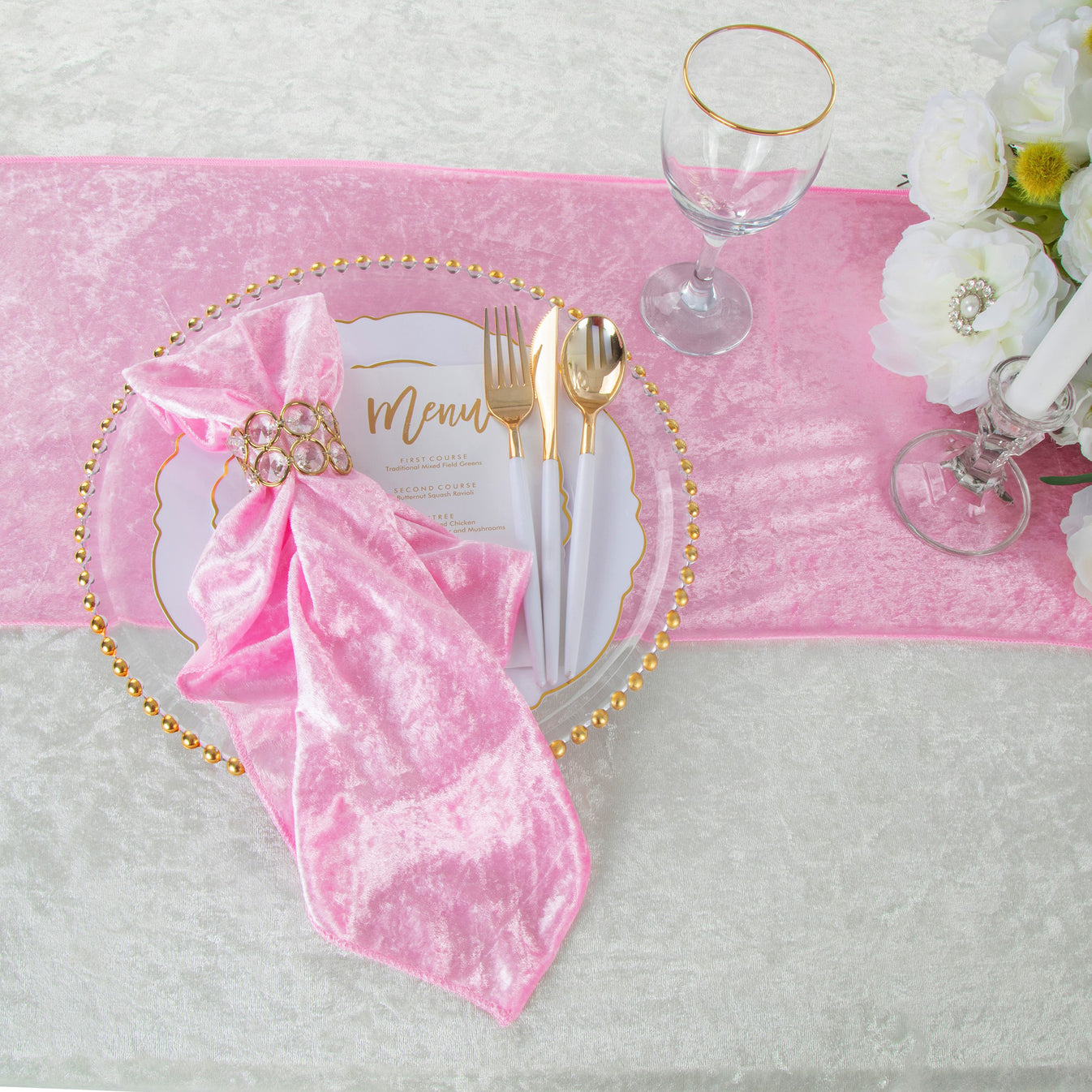 Velvet Table Runner Pink CV Linens