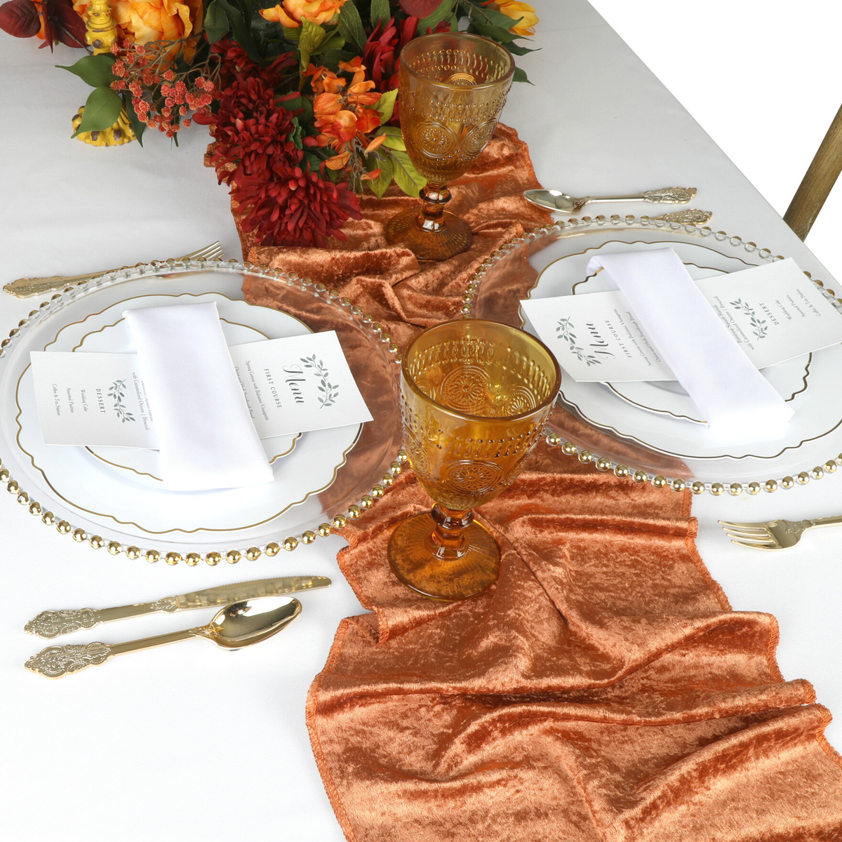 Velvet Table Runners Terracotta - CV Linens™