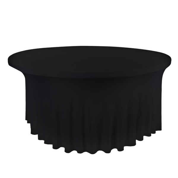 Wavy Spandex Table Cover 5ft Round Black CV Linens