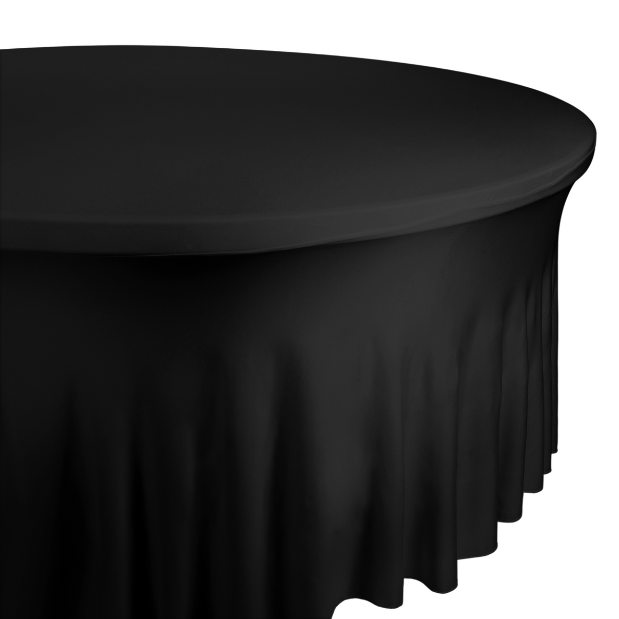 Wavy Spandex Table Cover 5ft Round Black CV Linens