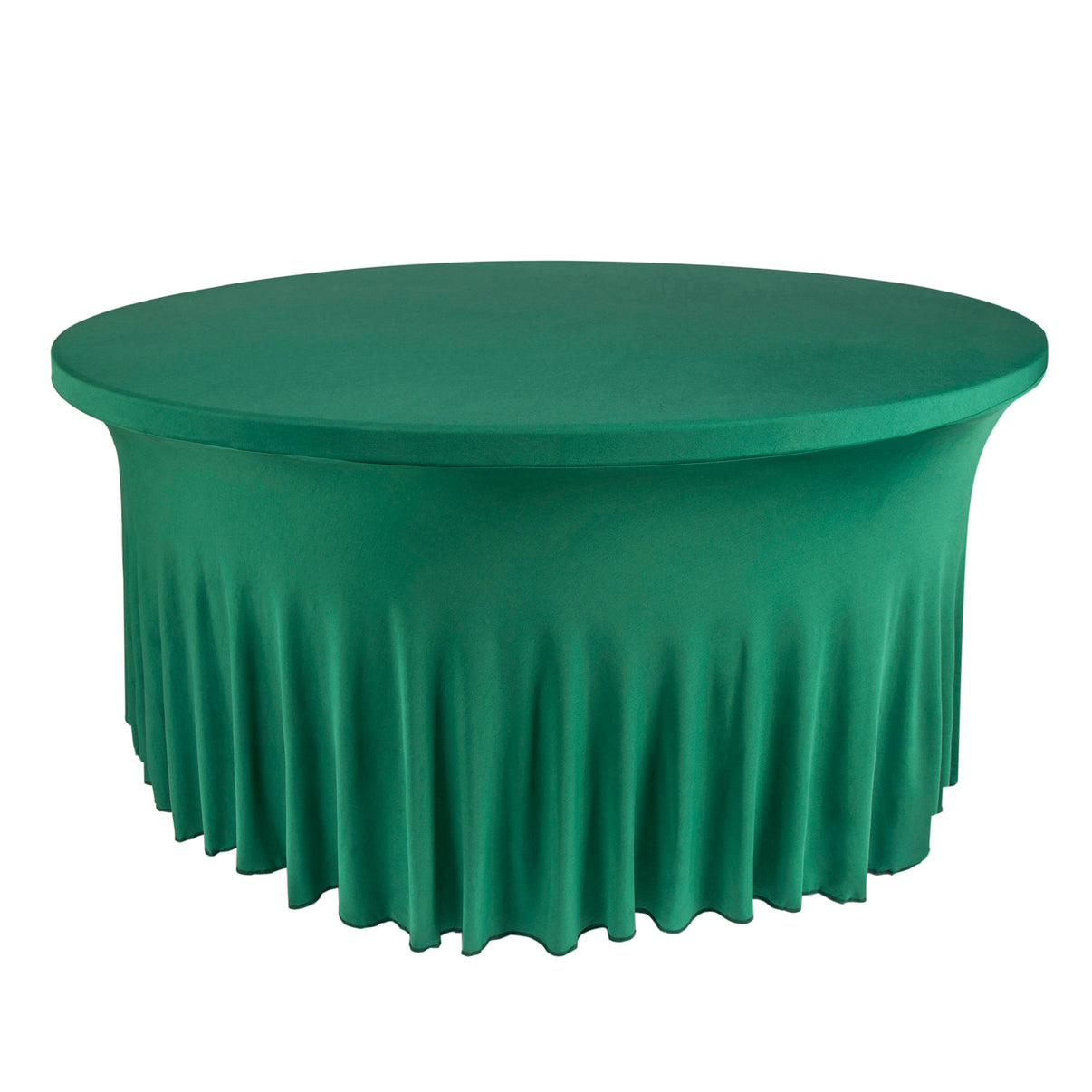 Wavy Spandex Table Cover 5ft Round Emerald Green CV Linens