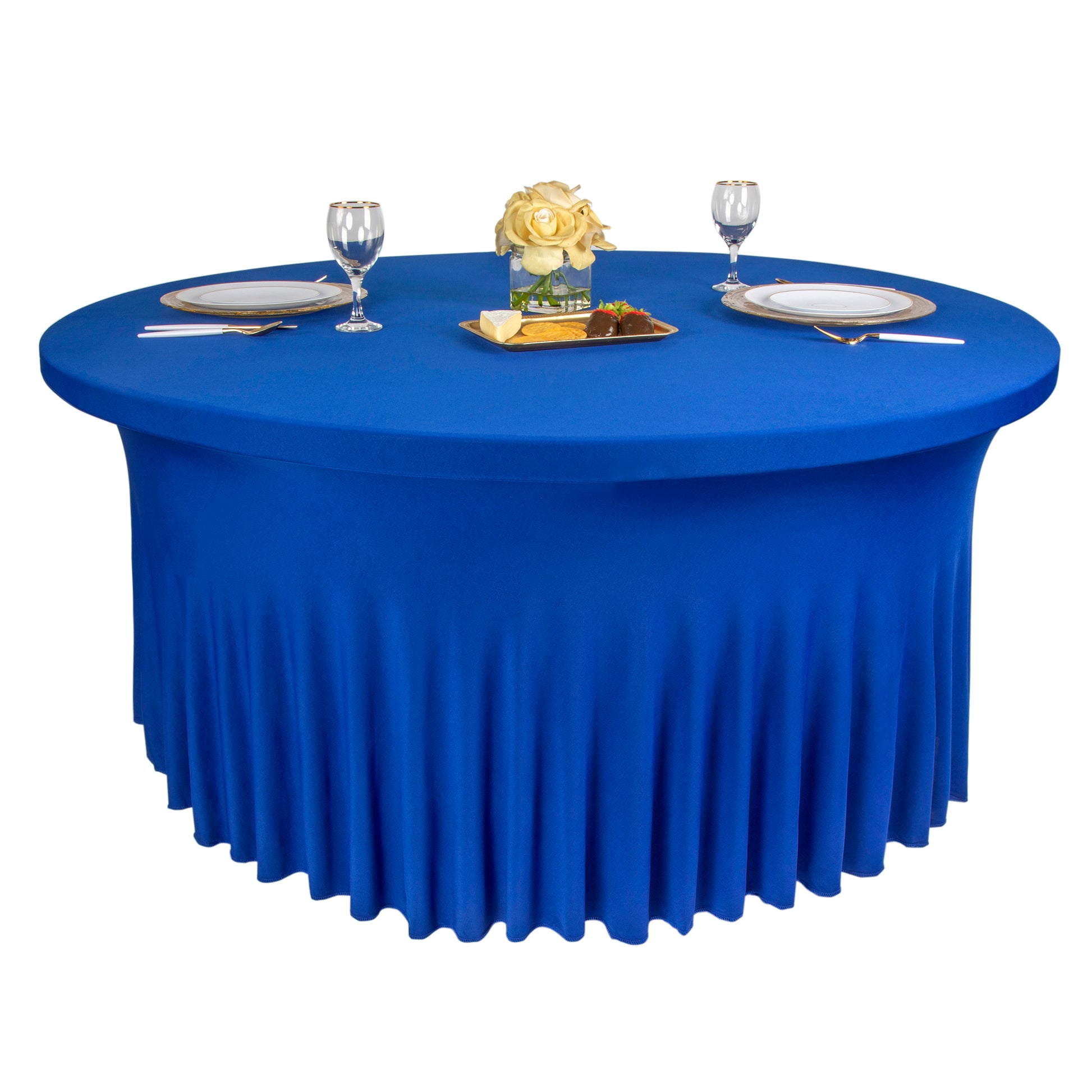 Wavy Spandex Table Cover 5ft Round - Royal Blue